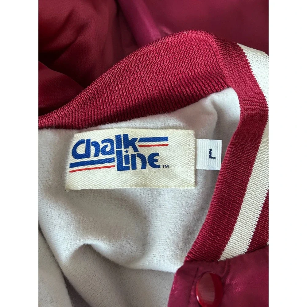 Vtg Chalk‎ Line Mens Large Burgundy Arizona Cardinals Satin Bomber Jacket NFL